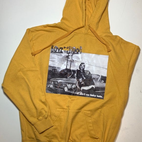 Philcos Boyz N The Hood B&W Impala Hoodie in Mustard Yellow Size M - Picture 1 of 3